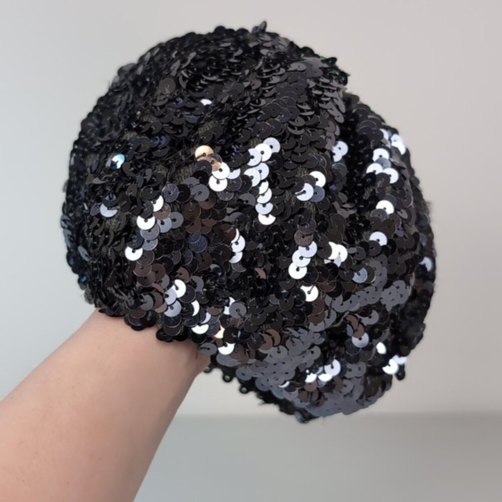 Childrens Place Sequin Beret Hat Gunmetal Silver Gray Party Fashionista - Picture 12 of 12